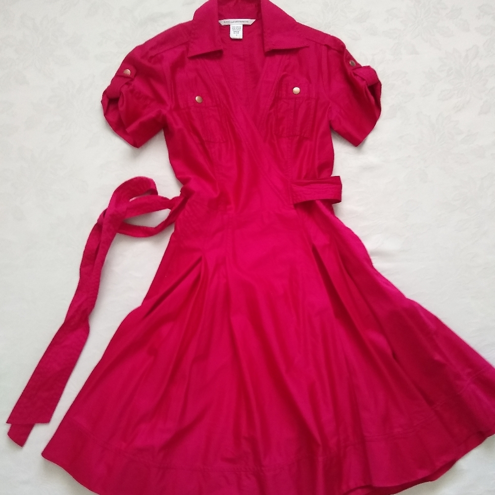DVF safari/military wrap flare dress